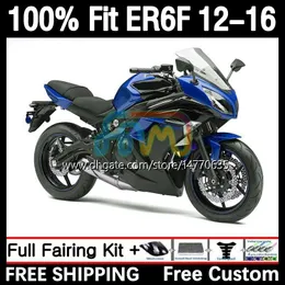 Kawasaki Ninja için Enjeksiyon Kalıp Faceings 650R ER-6F ER6 F ER 6F ER6F 12 13 14 15 16 GÜNCEL 11DH.55 650-R 2013 2014 2015 2016 650 R 2012-2016 OEM Vücut Mavi Siyah