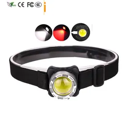New USB Rechargeable Powerful Headlight Built-in Battery COB LED Headlamp Waterproof Headlight White And Red Light 3 Modes