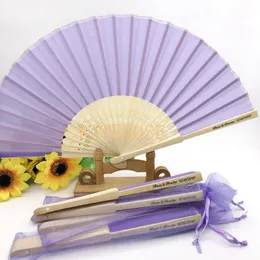 50PCS Event Party Favors Custom Printing Name&Date Wedding Hand Folding Fan in Organza Bag Personalized Gift