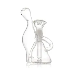 Bong per narghilè in vetro trasparente Recycler da 5,8 pollici, percolatore a stelo diffuso, giunto maschio da 14 mm