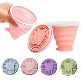 Silicone Collapsible Travel Cup Drinkware 250ml Portable Folding Camping Cup with Lids