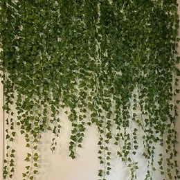 Dekoratif Çiçek Çelenkler 3pcs Yaprak 2m Yapay Ivy Yapraklar String Garland sahte yeşil bitkiler asma çelenk sarmaşık ev bahçesi için