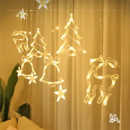 Lights Post LED Curtain Light Creative Fawn Bells Albero di Natale Fata String Light Room Decoration For Home Holiday Wedding 220408