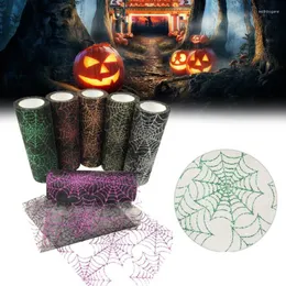Rotolo di decorazioni per feste Tulle decorativo Facile da usare Web Ornamentale Multiuso Decorazione murale di Halloween per feste in casaFesta