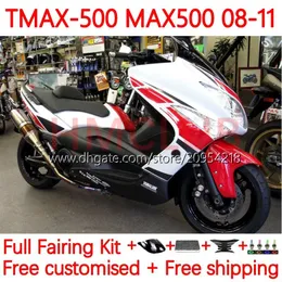 Yamaha için enjeksiyon kalıp gövdesi TMAX-500 MAX-500 T 08-11 gövdeli 32no.27 Tmax Max 500 Tmax500 Max500 08 09 10 11 XP500 2008 2009 2010 2011 Fairings Siyah Kırmızı