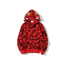 Camo Zip-front Shark Men hoodie Camouflage Print Sweatshirt Bathing Ape Cardigan Hoodies Hip Hop Letters Långärmad plysch Mens kvinna S-2xlujcy Earb