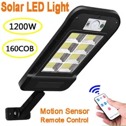 Cob Solar LED Street Light Waterof PIR Motion Sensorスマートリモートコントロールランプw屋外庭のセキュリティウォールライトJ220531