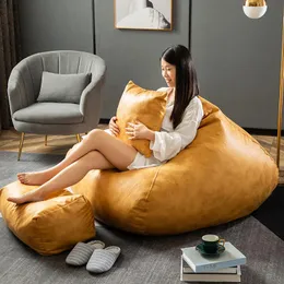 Fodere per sedie Goccia Tecnologia in stile nordico di lusso CCoth Leisure Sofa Cover Pouf in pelle Cappotto reclinabile per soggiorno Sedia