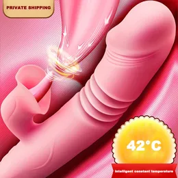 ST22 Masturbatori femminili Potente vibratore telescopico per le donne Leccate di lingua Giocattoli sexy Bastone da massaggio per clitoride in silicone morbido