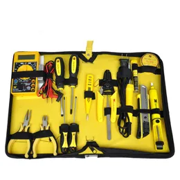 Professional Hand Tool Sets 15pcs Home Electronics Repair Tools Set Electronic Network Bag Kit Telecommunications Multimeter Soldering Iron