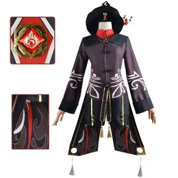 Genshin Impact Hu Tao Cosplay Traje roupas de vestido Halloween Carnival Mulheres uniformes