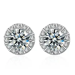 Серьги-гвоздики Classic S925 Silver Round Moissanite Diamond Earrings Women Jewelry Plated White Gold 0.5ct 5mm Gift
