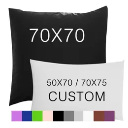 2PCS Pillow Case 70x70 50x70 50x75 Сплошные декоративные покрытия для покрытия для EL Wedding White Y200417