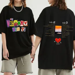 Bad Bunny UN VERANO SIN TI Grafikshirt Unisex Hip Hop Shirts Musikalbum Doppelseitiger Druck Kurzarm Ees Übergroß 314