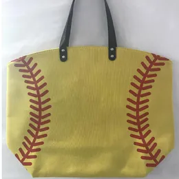 Jewelry Pouches Bags Wholesale Yellow Softball White Baseball Packaging Blanks Kids Cotton Canvas Sports Tote BagJewelry
