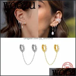 Hoop Hie Earrings Jewelry Bohemian Creative Round Pearl Cuban Link Chain Tassel for Women Real 925 Sterling Sier Party Gift Drop