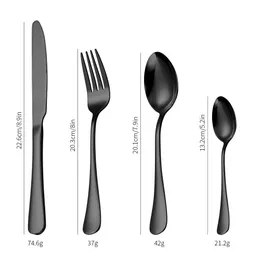 24 Piece Set Stainless Steel Dinner Black Gold Cutlery Knife And Fork Spoon Cutlery Kitchen Party Present Wedding Silverware