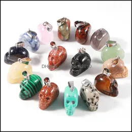 Arts And Crafts Arts Gifts Home Garden Skeleton Natural Crystal Opal Rose Quartz Tigers Eye Stone Charms Skl Shape Pend Dhyap