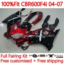 Corpo stampo ad iniezione per HONDA CBR 600 F4i FS CC F4 i 600F4i 600CC 04-07 138No.133 CBR600F4i CBR600 F4i 04 05 06 07 CBR600FS 2004 2005 2006 2007 Kit carenatura OEM fiamme nere