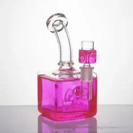 Square Cube glycerin coil bong hookah freezable glass smoking water pipe shisha chilled lookah