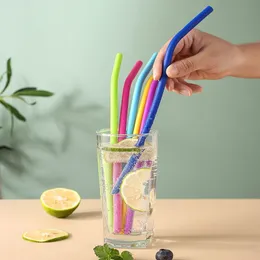 Other Drinkware Reusable Silicone Coffee Juice Milk Tea Curved Soft Straw Non-disposable Multicolor Drinks Straws Healthy Eco Friendly Drinking Tools ZL0994