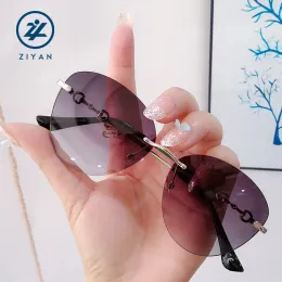 2022 Internet Celebrity Frameless Trimning Solglasögon Kvinnors UV-bevisade solglasögon Trendiga metallgradient Ocean Lens Glasses