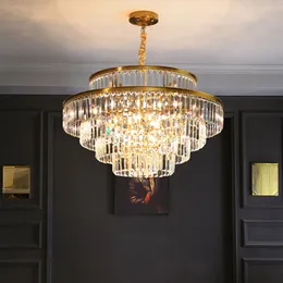 Vardagsrum ljuskrona matsalar Sovrum avancerade lyxlampor Enkel Atmosphere Round Light Luxury Crystal Chandeliers