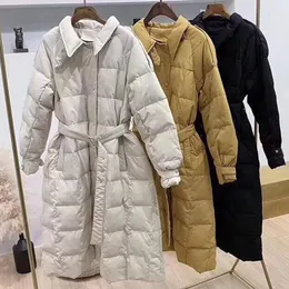 Piumino da donna Parka FTLZZ Giacca autunno-inverno Solido coreano 90% bianco anatra cappotti femminile elegante stile lungo Trench Luci22