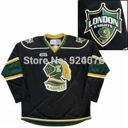 MThr 2016 Nuovo, personalizzato 2013-14 LONDON KNIGHTS OHL AWAY PREMIER HOCKEY MAGLIE NERO Bianco Verde XXS-6XL - Personalizzato gratuitamente