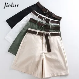 Shorts jielur allmatch 4 faixas de cores sólidas shorts casuais mulheres aline na cintura alta femme femme chic sxxl ladies inferior 220527