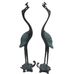 A Pair Of Crane Of Ancient Chinese Bronze Collection Turtle Dominant Ruyi