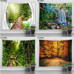 Tapestry Grande tappeto da parete Bella foresta naturale Cascata Paesaggio Appeso Ru