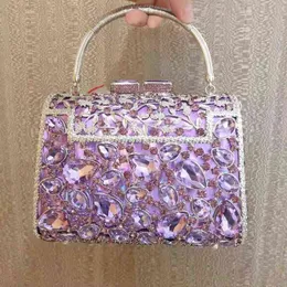 Xiyuan Luxury Wedding Party Rhinestone Clutch Bag Bride Crystal Evening Bags Silver Purple Diamond Handbag Women Handbags Purse 220427