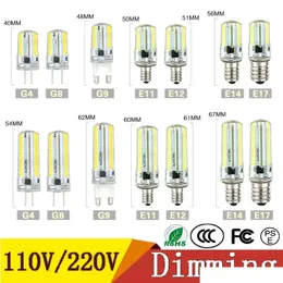 Dimmable Led Lights SMD светодиодная лампа G4 G8 G9 E11 E12 14 E17 Кристаллические силиконовые лампы прожектора 110 В 220 В