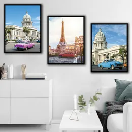 3 Pcs Tower Retro Architectu Canvas Painting Modern Home Decoration Living Room Bedroom Canvas Print Painting Wall Decor Picture