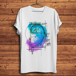 watercolor Fibonacci sequence funny math art t shirt men summer white casual homme cool geek tshirt220622