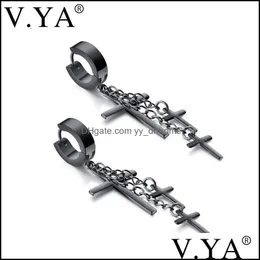 Stud Earrings Jewelry V.Ya Punk Stainless Steel For Women Men Cross Earring Fashion Tassels Crosses Body Piercing Charm Dropship1 Drop Deliv