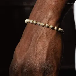 Länkkedja grossist isad ut bling hip hop rock män smycken mikro pave cz boll länkade pärlband armband