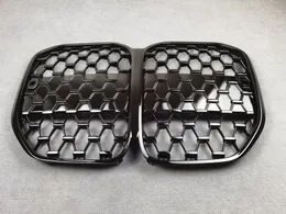 One Pair New Diamond Style Front Racing Kidney Grilles Grill For BMW 4 Series G22 430I G82 M4 2021+ Mesh Grille With Camera Hole