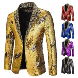 Puimentiua Men Sequin Double Breasted One Button Suit Men Wedding Party Stage Costumes Nightclub Prom Blazer 201104