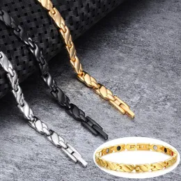 Corrente de elos Pulseiras magnéticas vintrely para mulheres Health Energy Cross Pulseira de aço inoxidável FemmeLink dourado