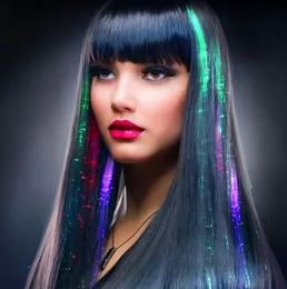 LED Flash Braid Women Colorful Luminous Hair Clips Barrette Fiber Hairpin
