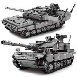 Military Tanks Challenger Leopard 2A7 Main Battle Tank Soldier Building Blocks WW2 Bricks Army Children Toys Gifts 220715