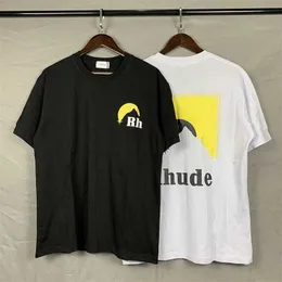 Мужские футболки летние новая печать писем Rhude Casual и женская пара