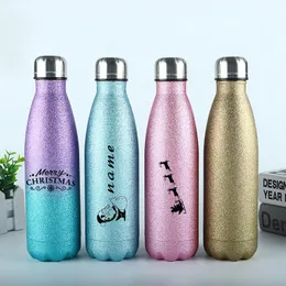 Thermos in acciaio inossidabile sottovuoto personalizzato Borraccia sportiva da viaggio portatile Speciale regalo di Natale Personalizzazione per amici 220608