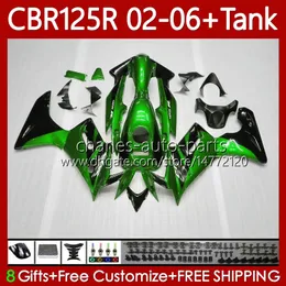 Body +Tank cover For HONDA CBR-125 CBR 125 R CC CBR 125R 125CC 02-06 Bodywork 124No.37 CBR125RR CBR125R 02 03 04 05 06 CBR-125R 2002 2003 2004 2005 2006 Fairing metal green