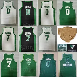 2022 Szyty finałowe Patch Jaylen Brown Jerseys 7 Jayson Tatum Basketball Jersey 0 dla mężczyzn Team Zielone Białe Czarne miasto zarobione na mundurze