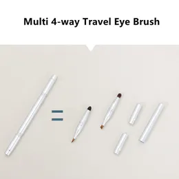 Natural Multi 4 way Travel Makeup Brush Kit 4-in-1 Eyeshadow Blending Smudge Lip Liner Brow Cosmetics Beauty Tool