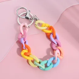 Acrylic Plastic Link Chain Keychain Macaron Color Handmade Key Ring For Girls Gifts Handbag Charms