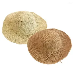 Hüte mit breiter Krempe, modischer Sommer-Strohhut für Erwachsene, beige Bast, handgewebt, großer Reise-Strand-faltbarer Sonnenschutzhut, 1 Stück, breit